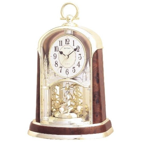 Rhythm (Japan) Woodgrain Oval Contemporary Motion Clock